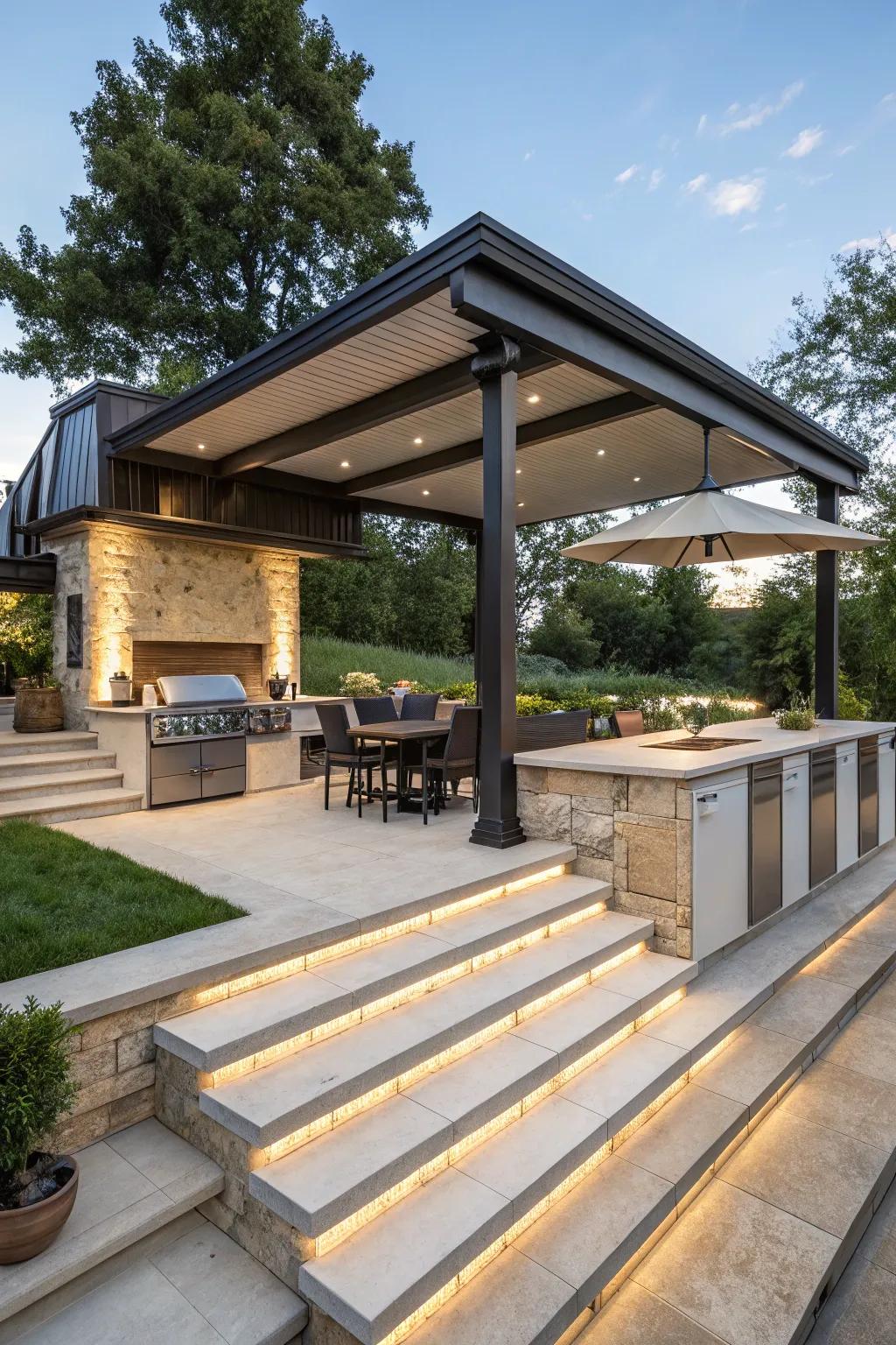 Enhance your pavilion experience with a stylish dual-level design.