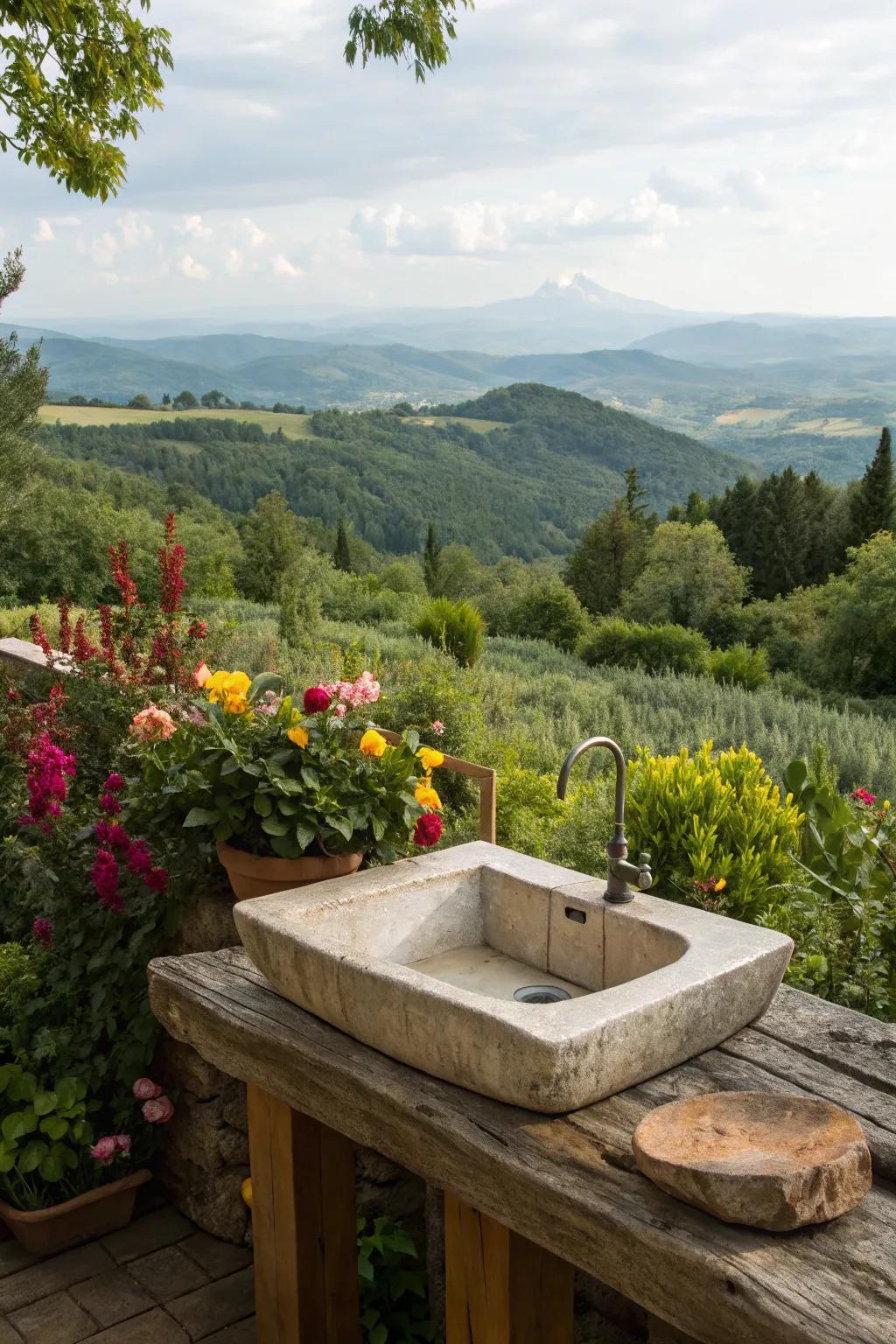 Enjoy scenic views while using your outdoor sink.