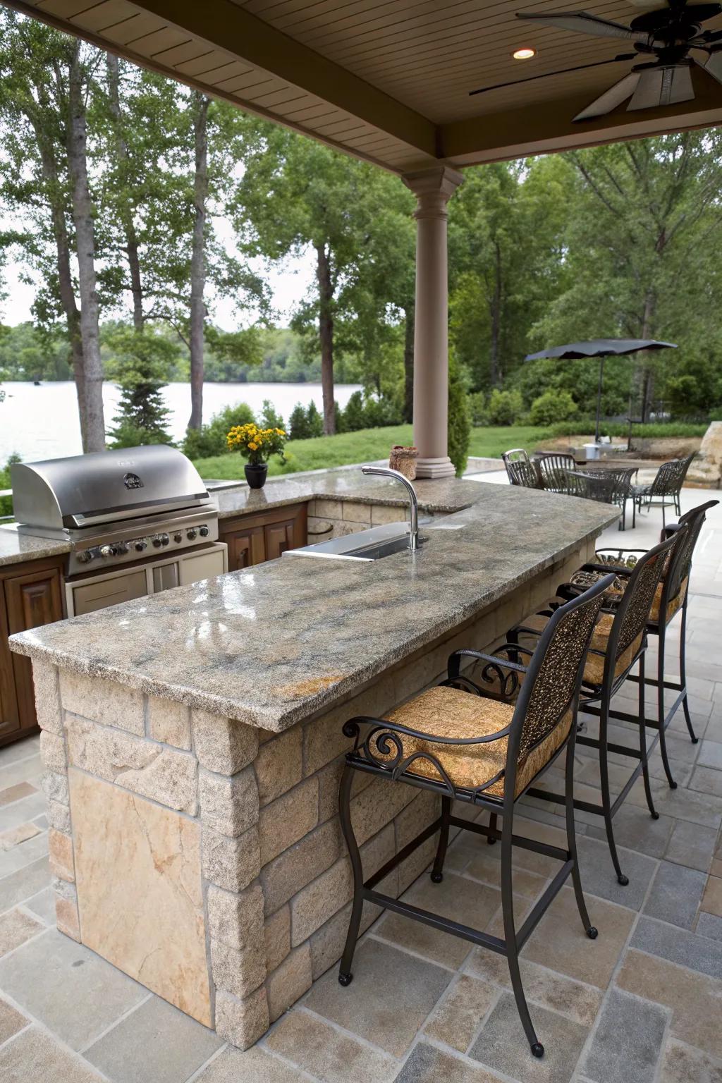 Choose granite tiles for their durability and natural beauty.