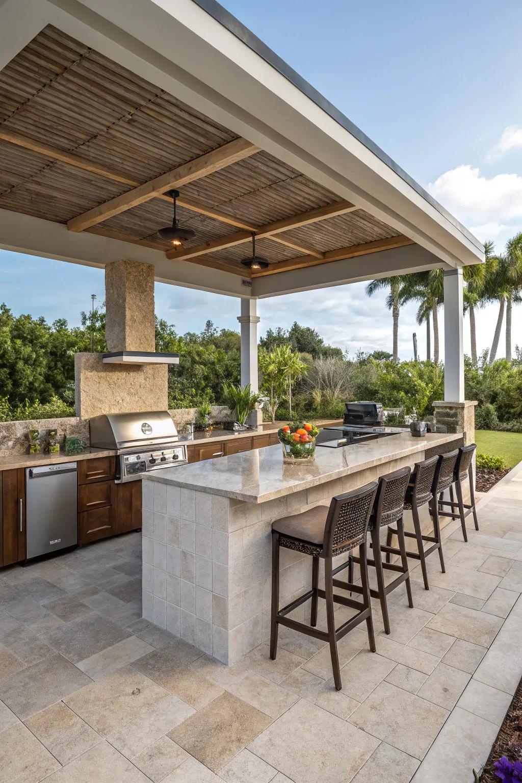 Bar seating turns cooking into a social affair.