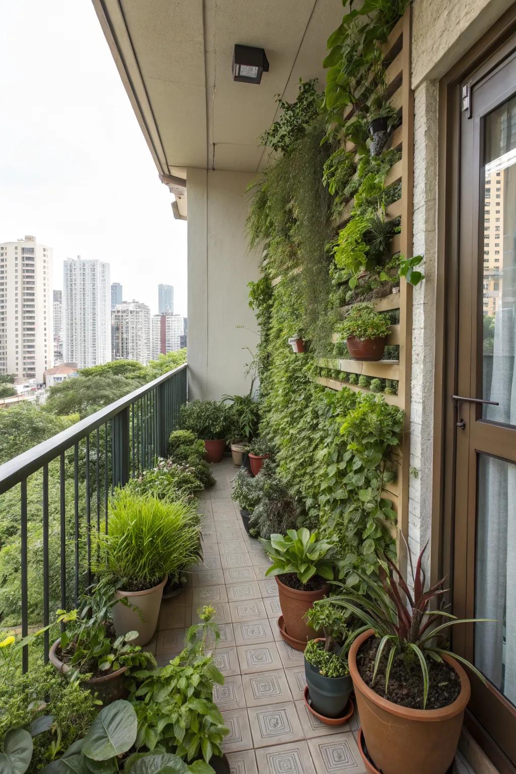 Bring nature to your city balcony with a lush vertical garden.