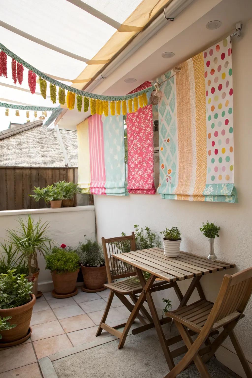 DIY fabric blinds offer a fun, personalized look.