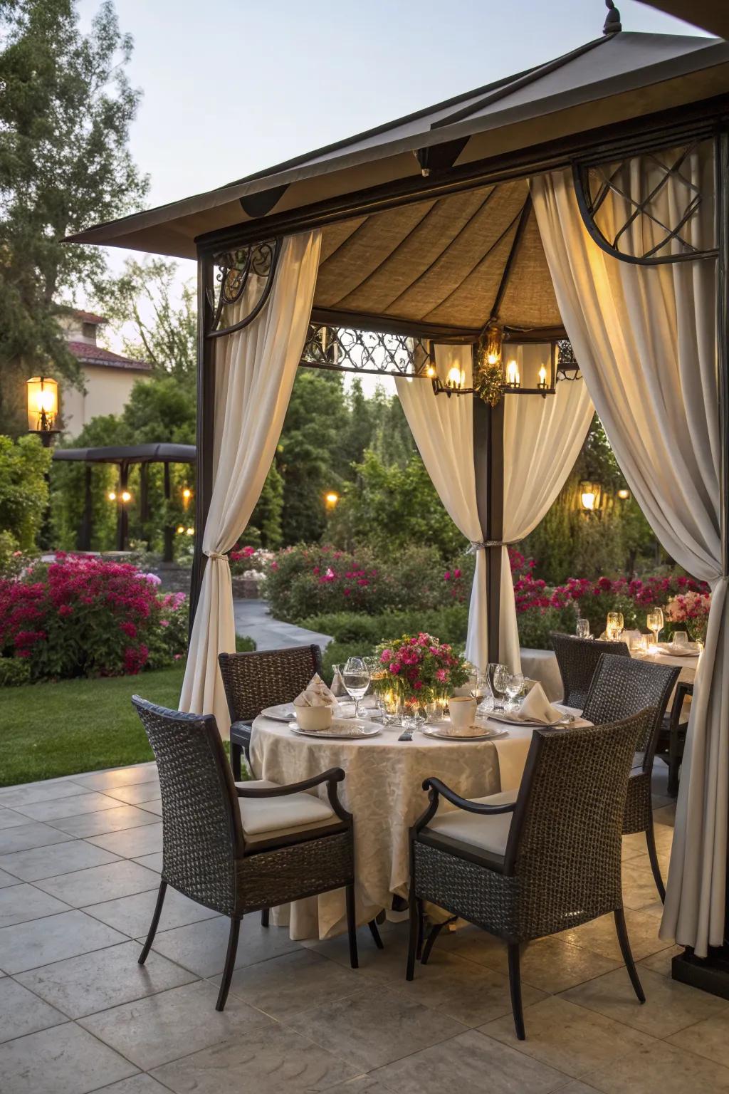 Dine in style with an open-air dining gazebo.