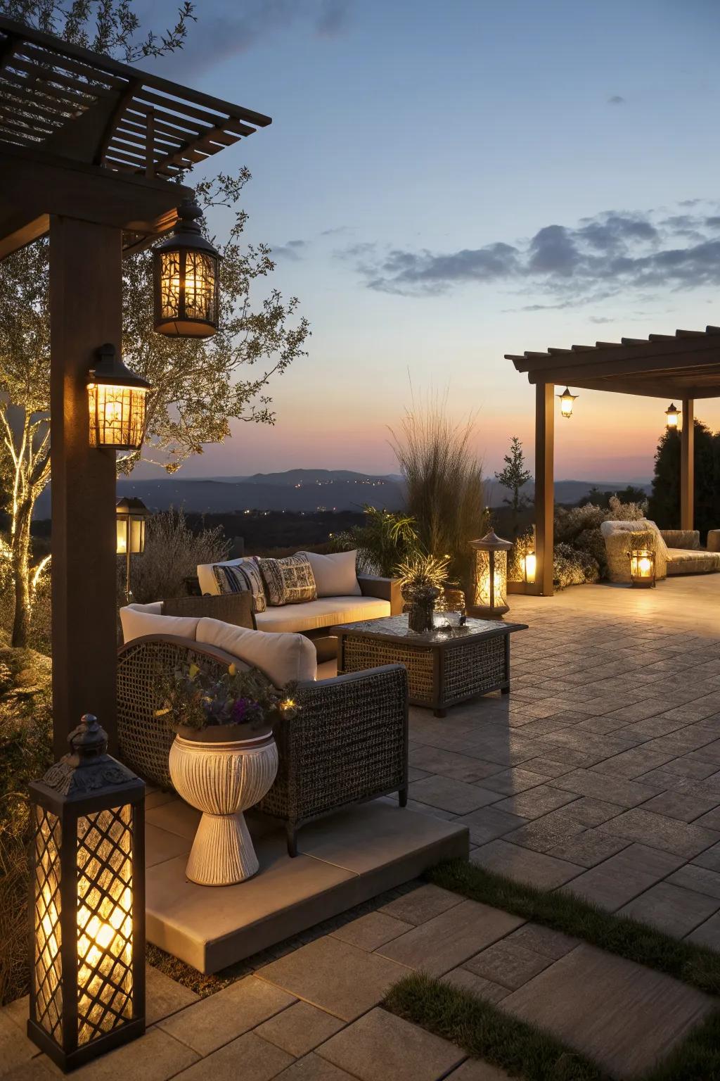 Subtle lighting transforms your patio into a magical evening retreat.