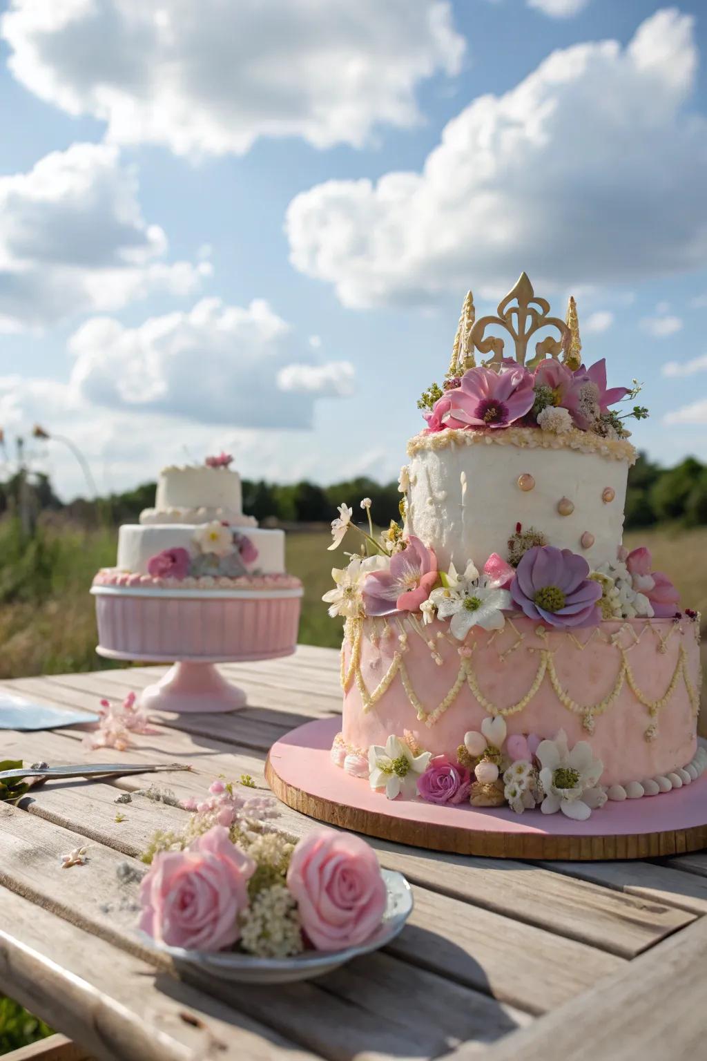 A beautifully decorated princess cake as the party's centerpiece.