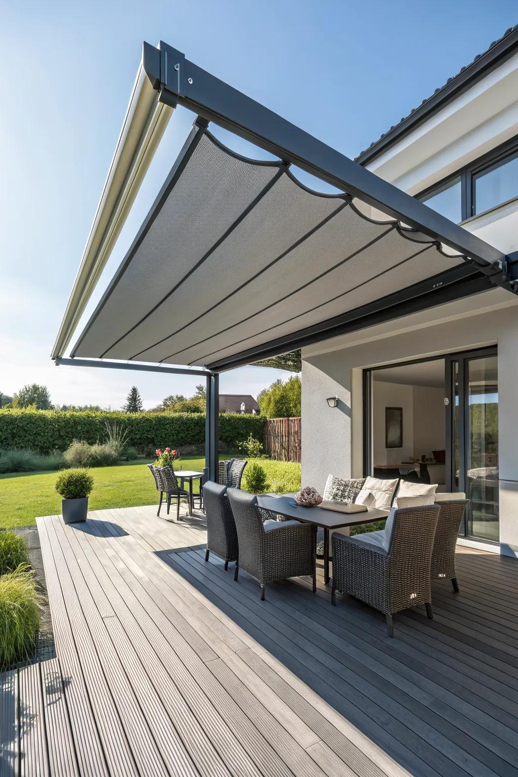 Retractable awnings offer convenience and flexibility.