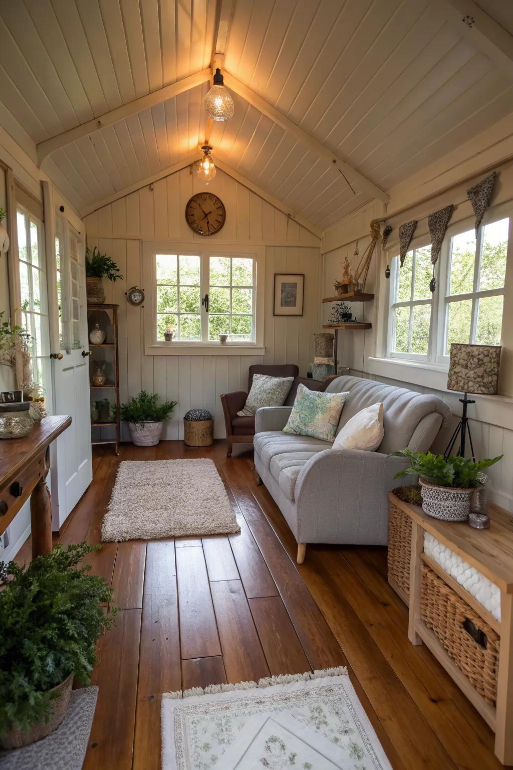 Finished floors bring a polished look to shed interiors