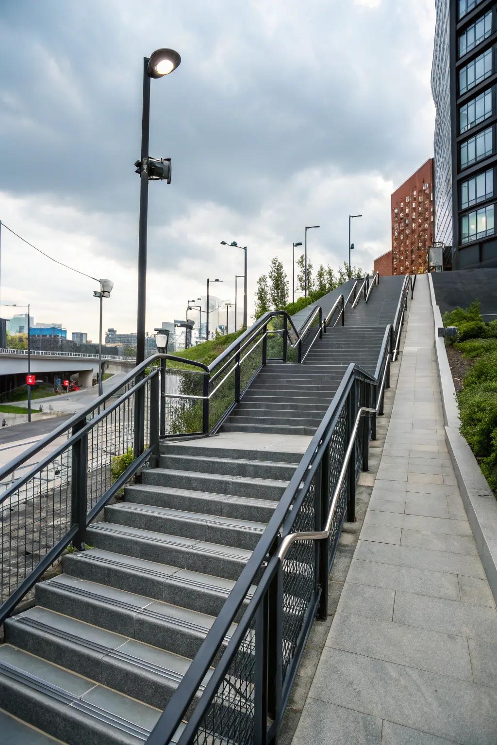 Industrial steel railings combine strength and style.