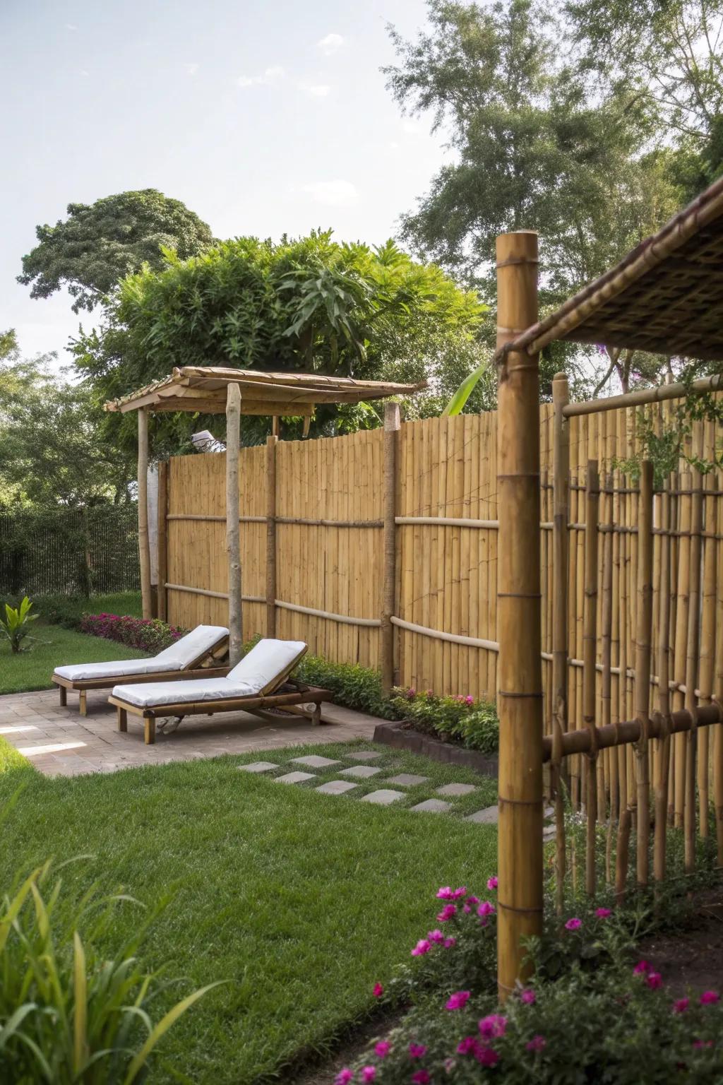 Create a natural and private tanning space with bamboo.