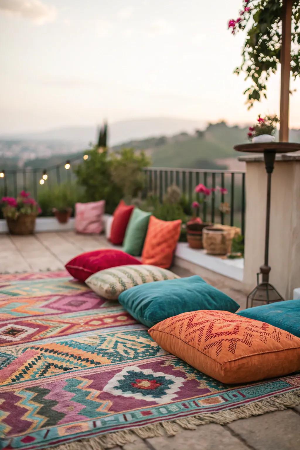 Use textiles to add comfort and style to your terrace.