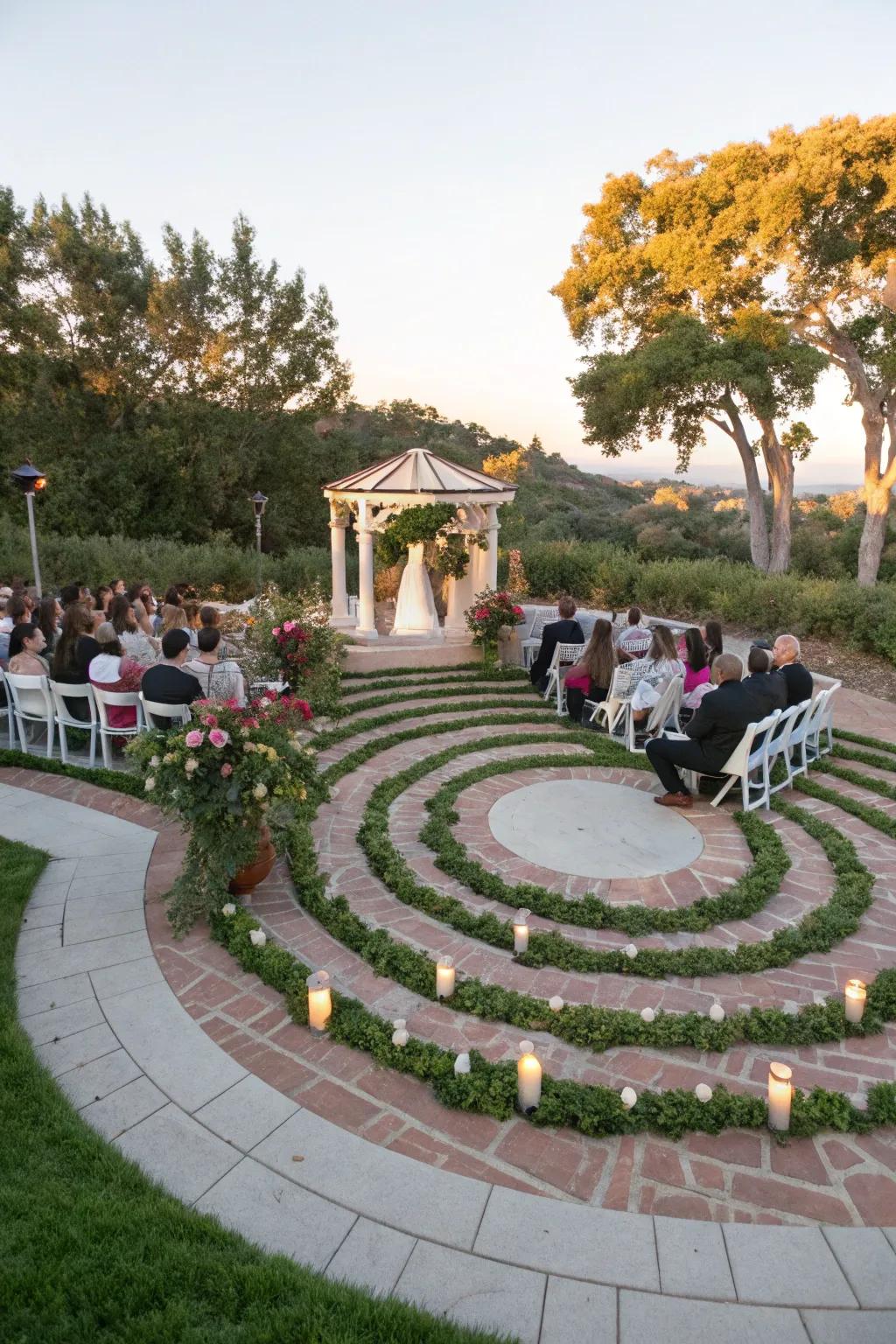 A spiral seating arrangement creates a stunning visual effect.