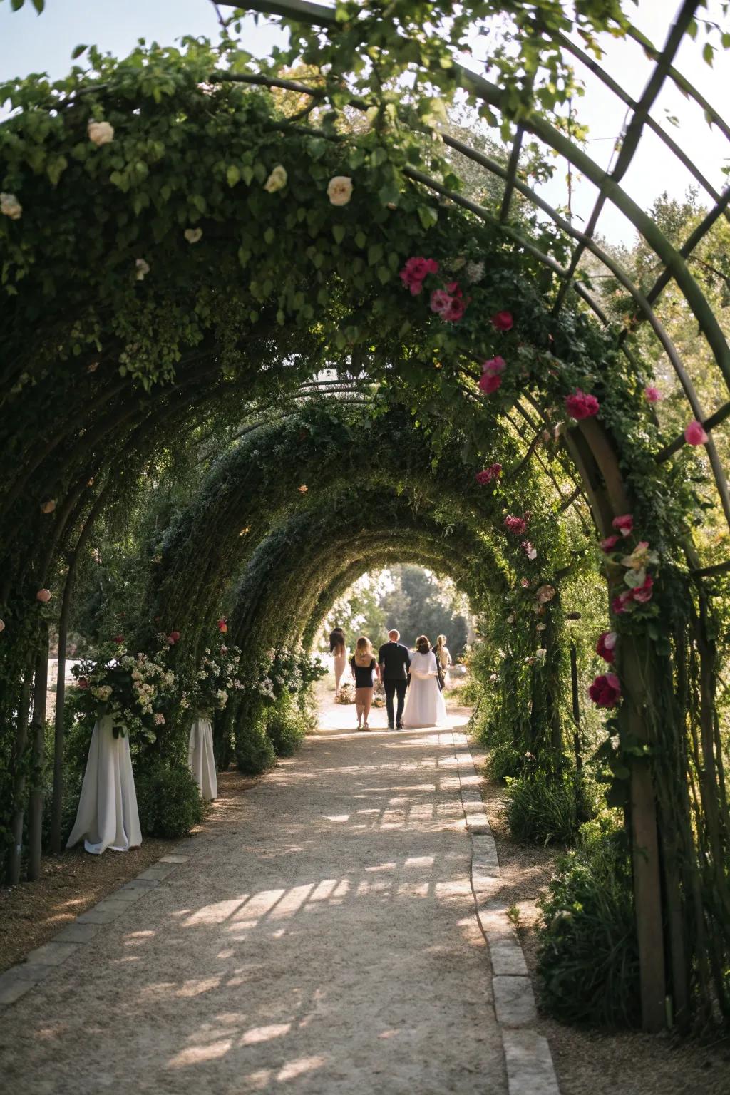 Natural greenery tunnels adding beauty and shade.