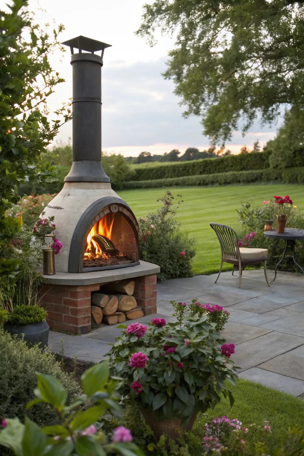 Enhance warmth and ambiance with a combined fireplace feature.