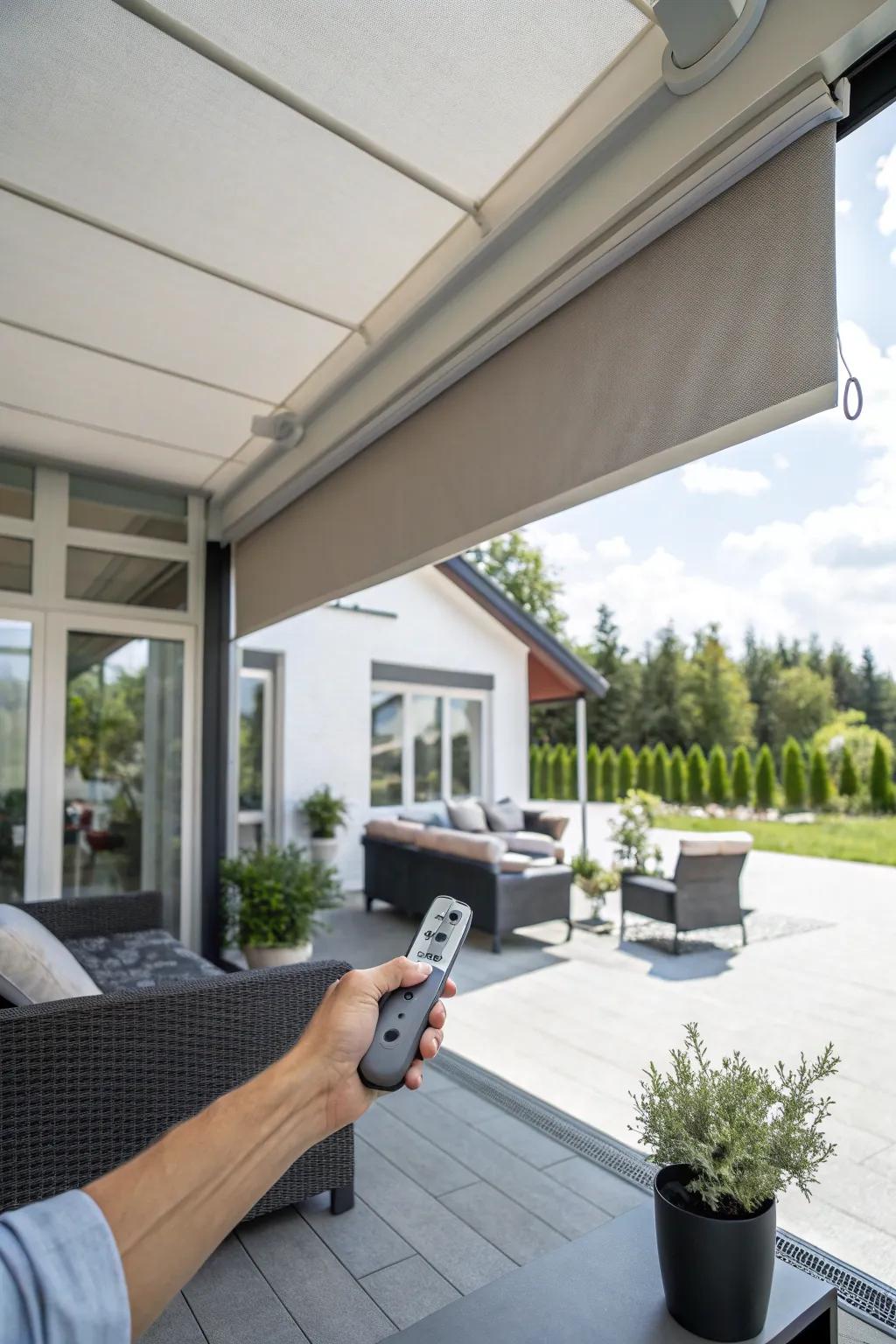 Motorized blinds bring convenience and ease to your outdoor space.