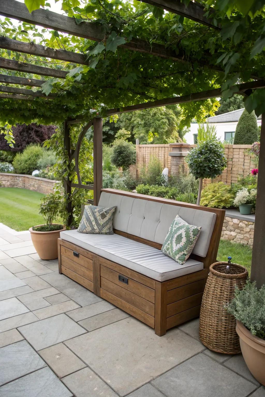 A clever use of multi-functional furniture to enhance patio space.
