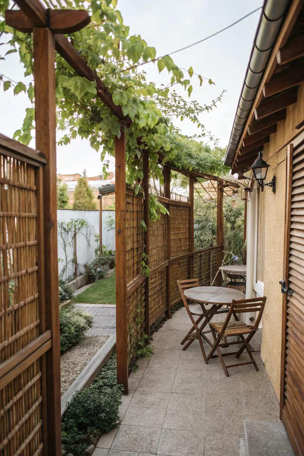 Privacy features make small patios feel secluded and tranquil.