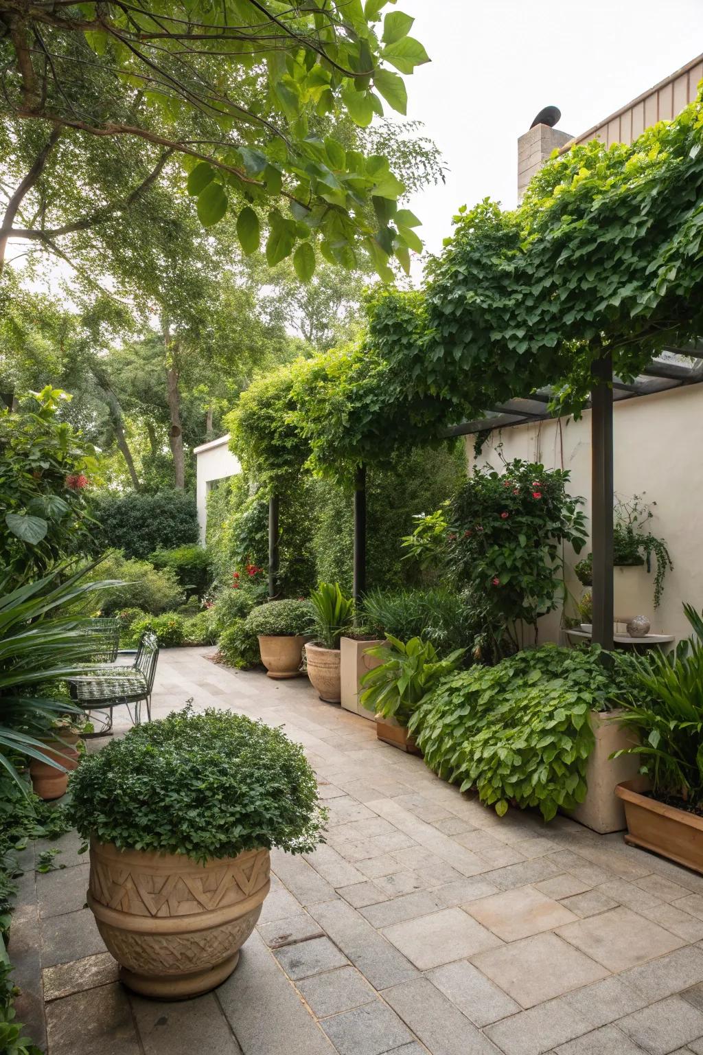 Greenery adds beauty and disguises septic elements.