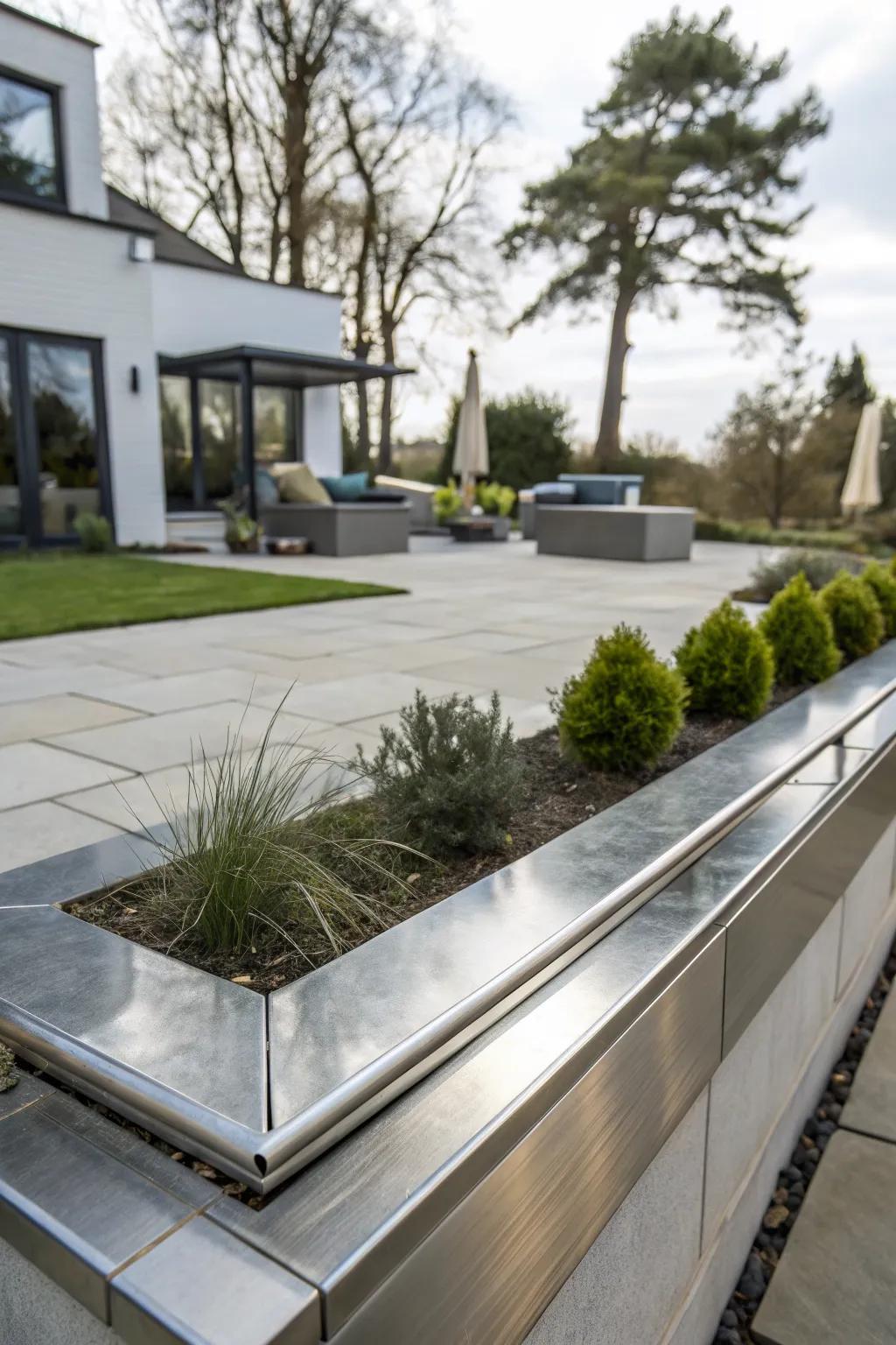 Achieve a modern aesthetic with sleek metal edging.