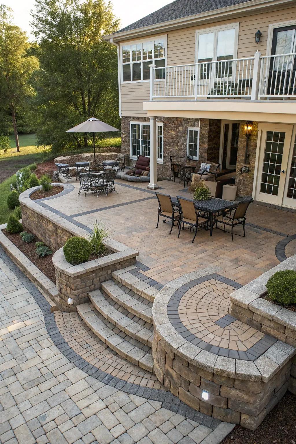 Multi-level paver designs add dimension and function.