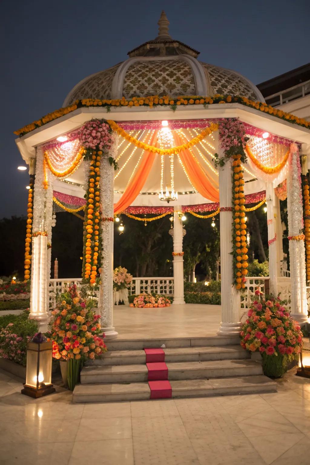 A ceremonial arch can be a stunning centerpiece for your pavilion.