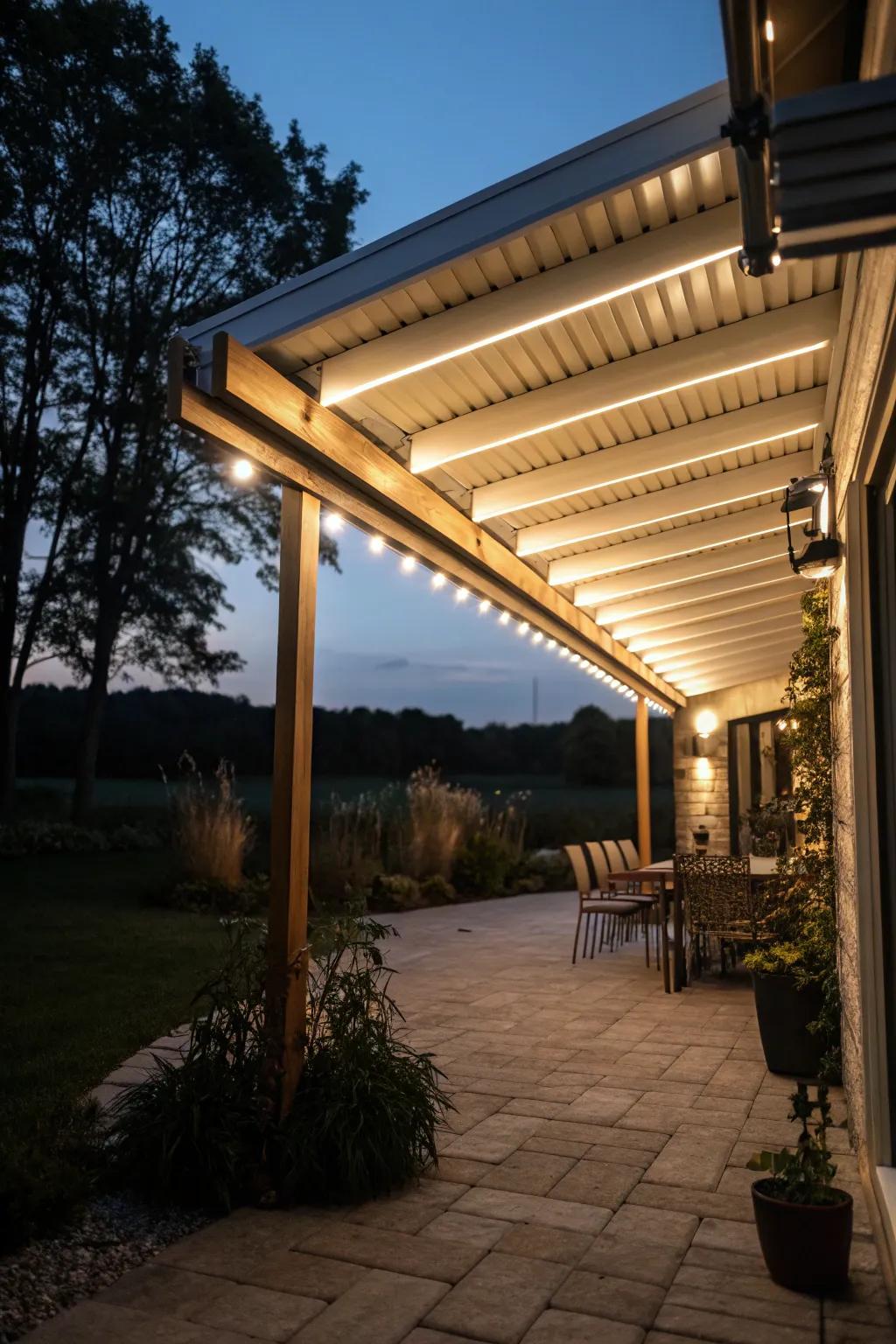 Louvered gutters: adjust your pergola to perfection.