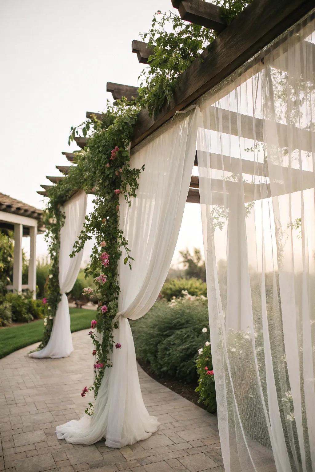 Enhance privacy and style with elegant pergola curtains.