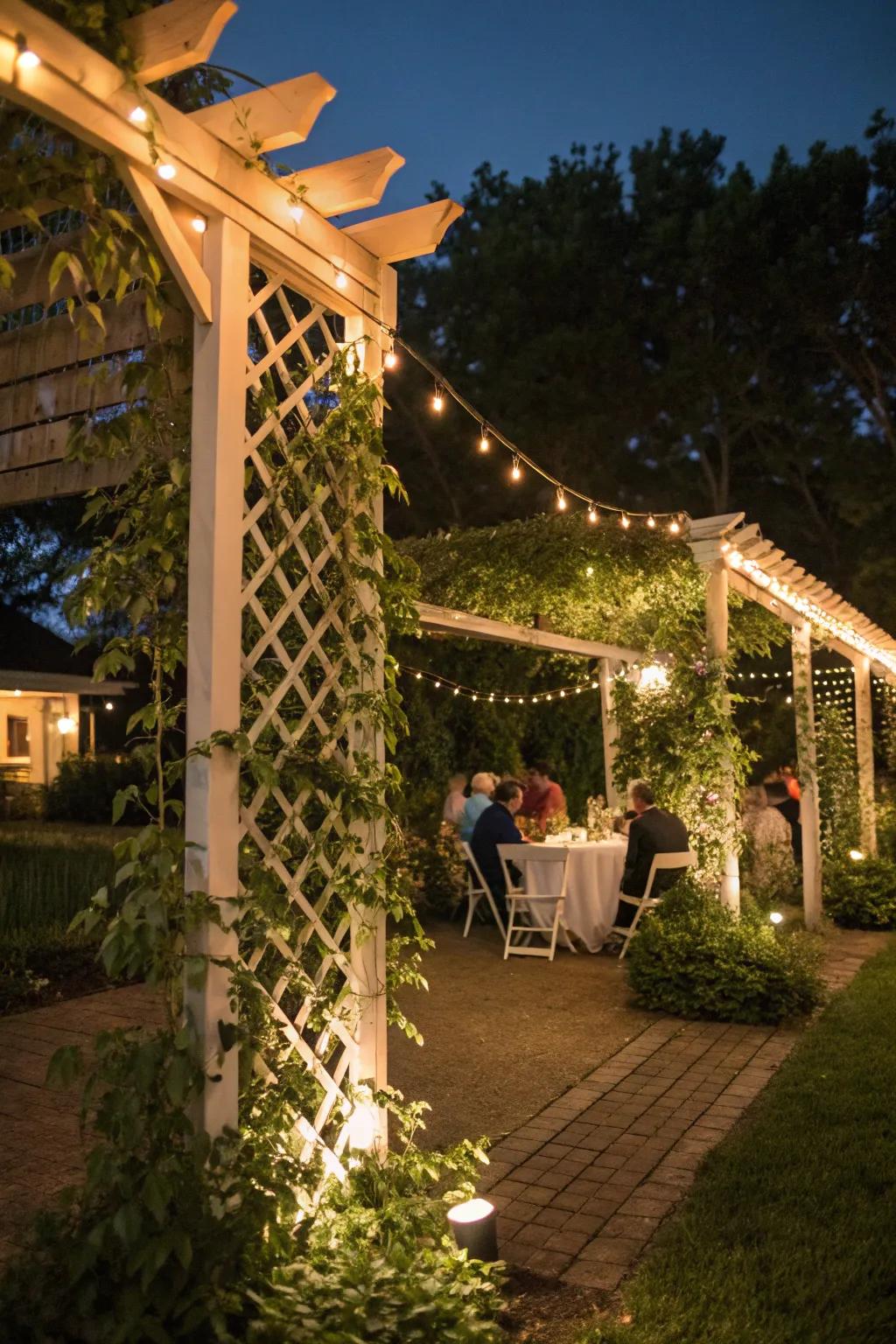 Integrated lighting turns your pergola into an evening oasis.