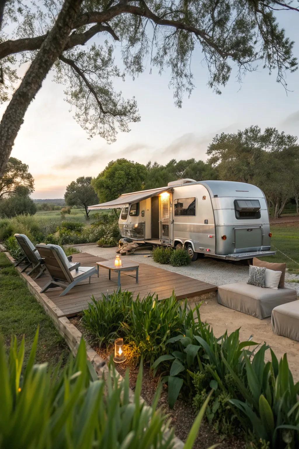 Make an RV a central part of your campsite setup.
