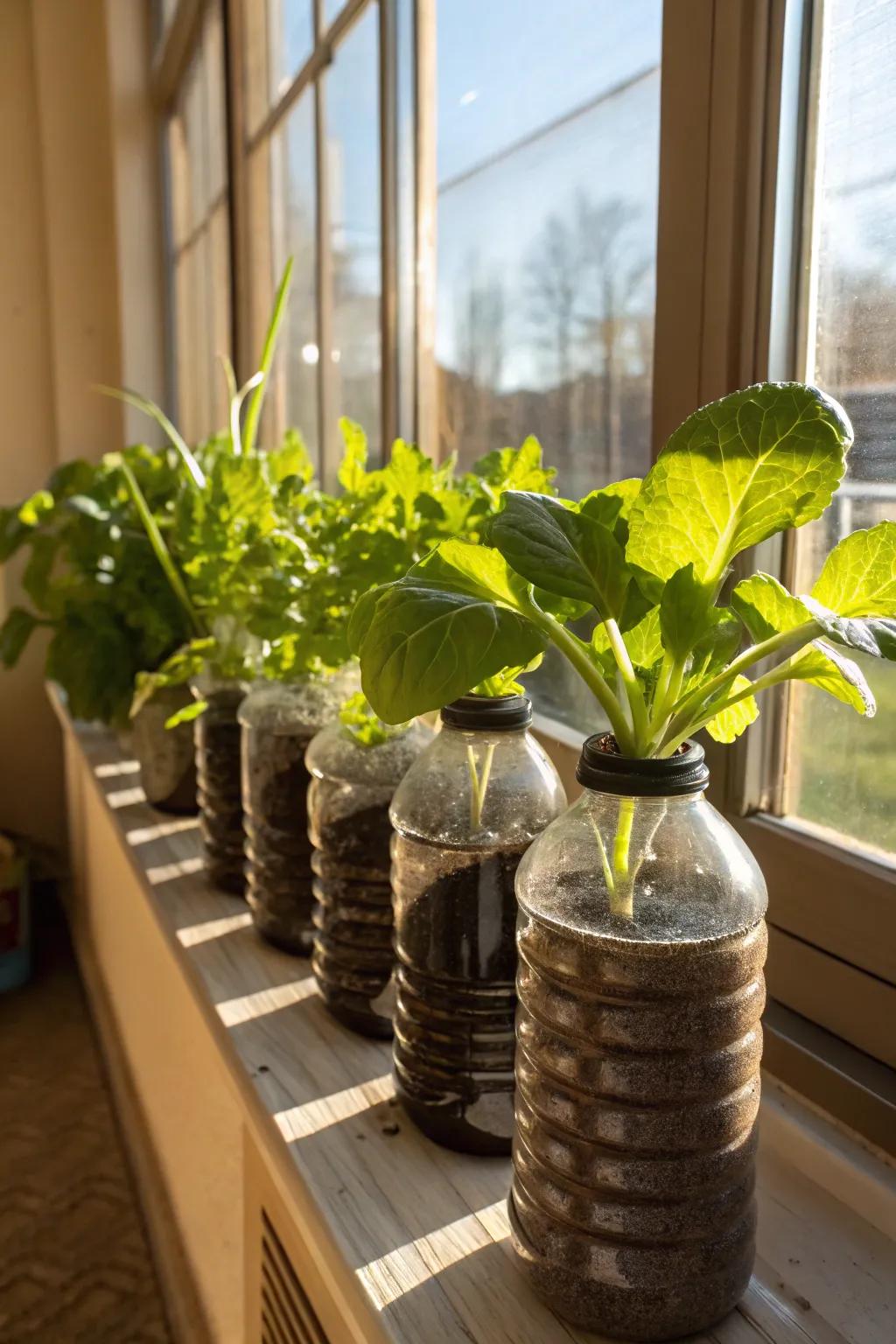 Explore hydroponics with plastic bottle planters.