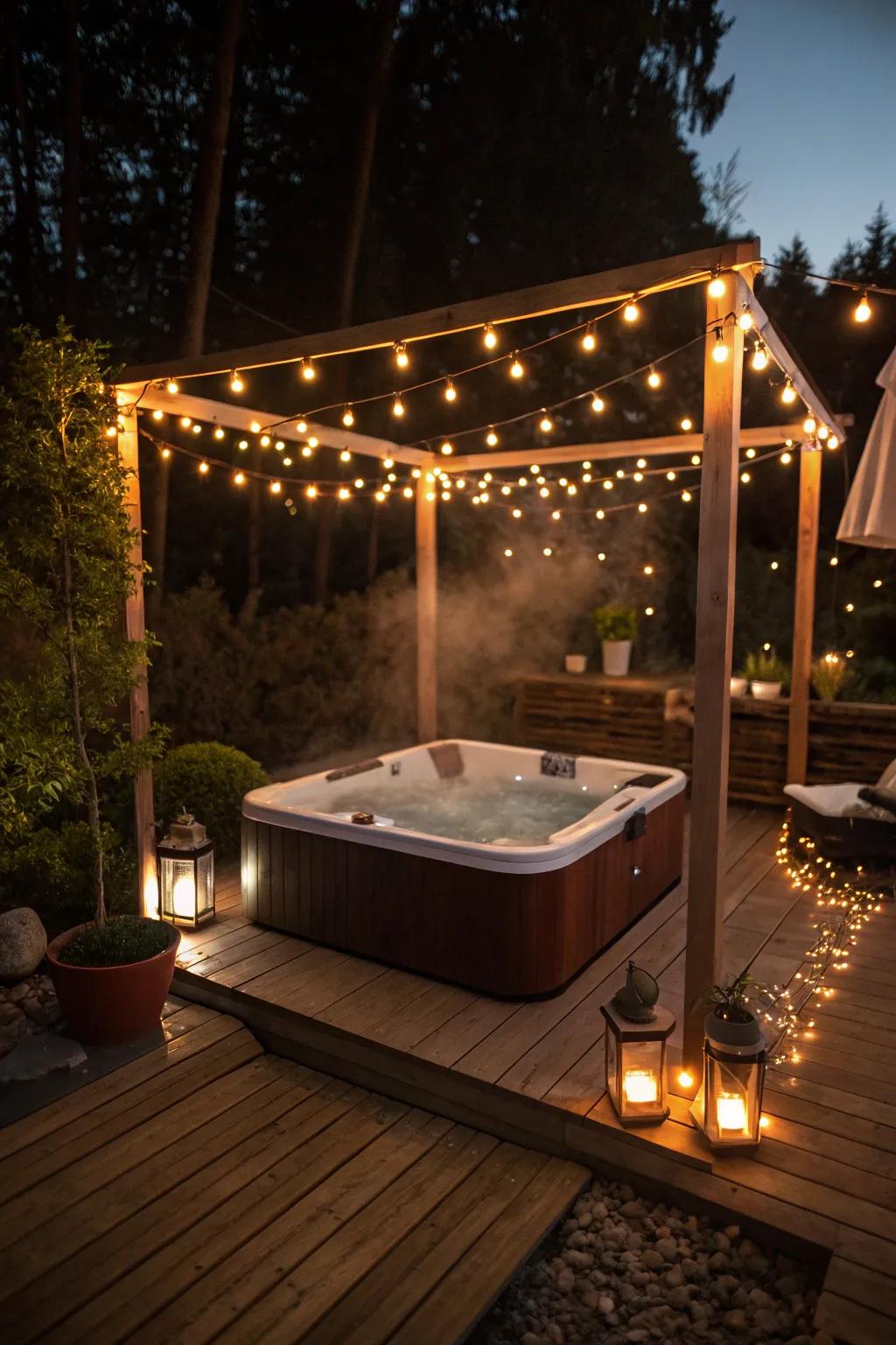 Ambient lighting enhances the mood of your hot tub area.