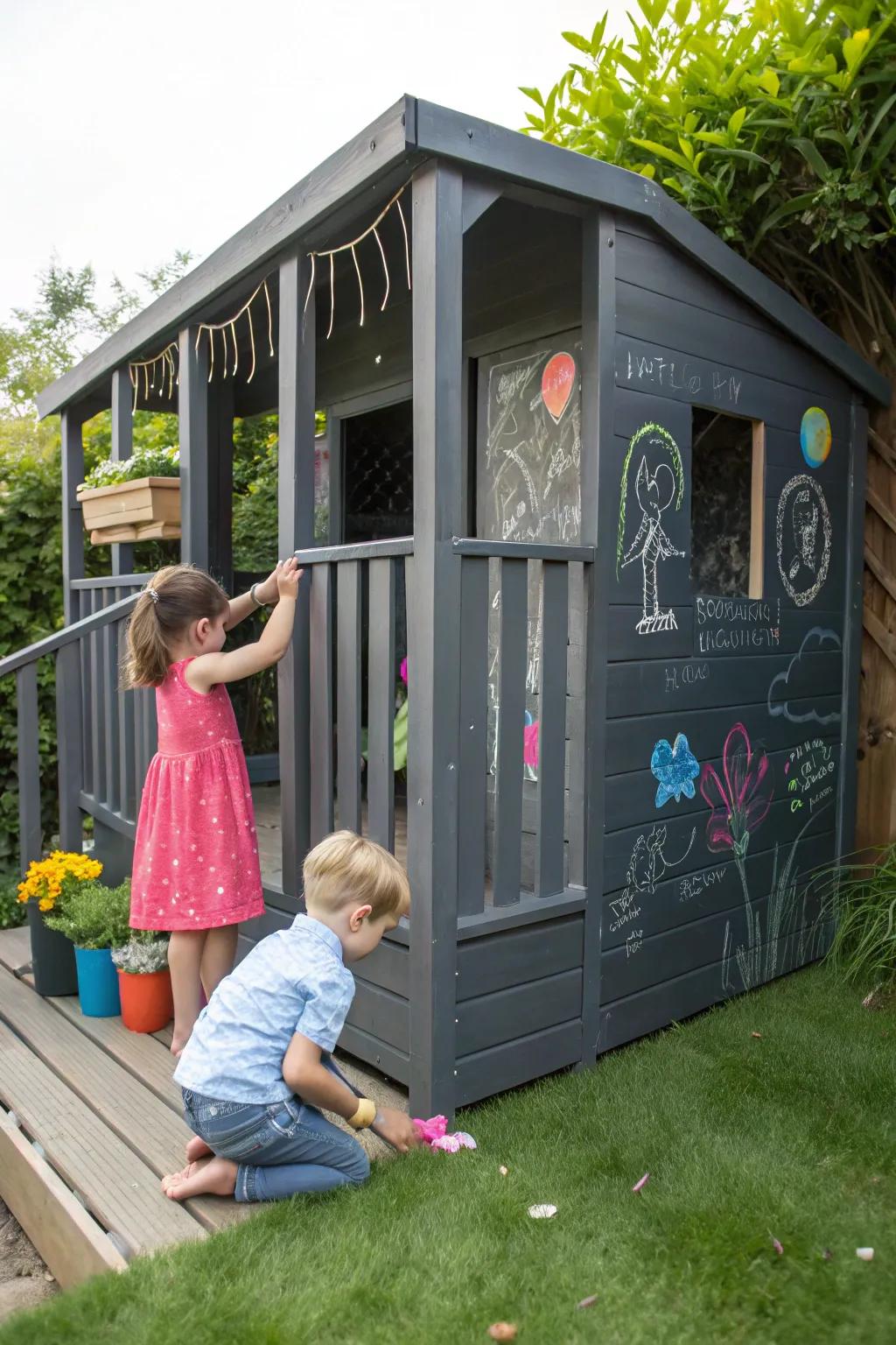 Chalkboard railings provide endless creative opportunities for kids.