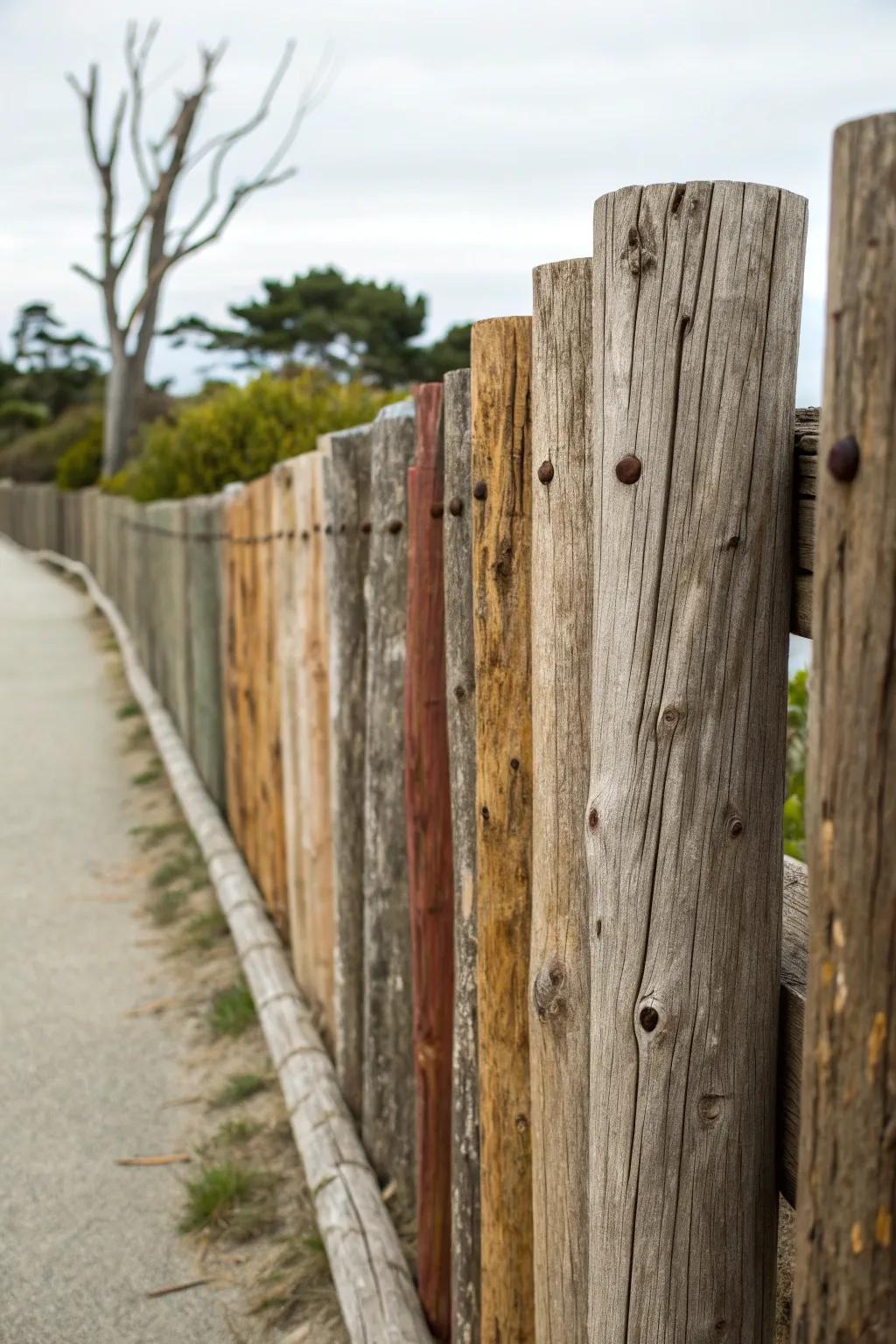 Reclaimed wood fences are unique and full of character.