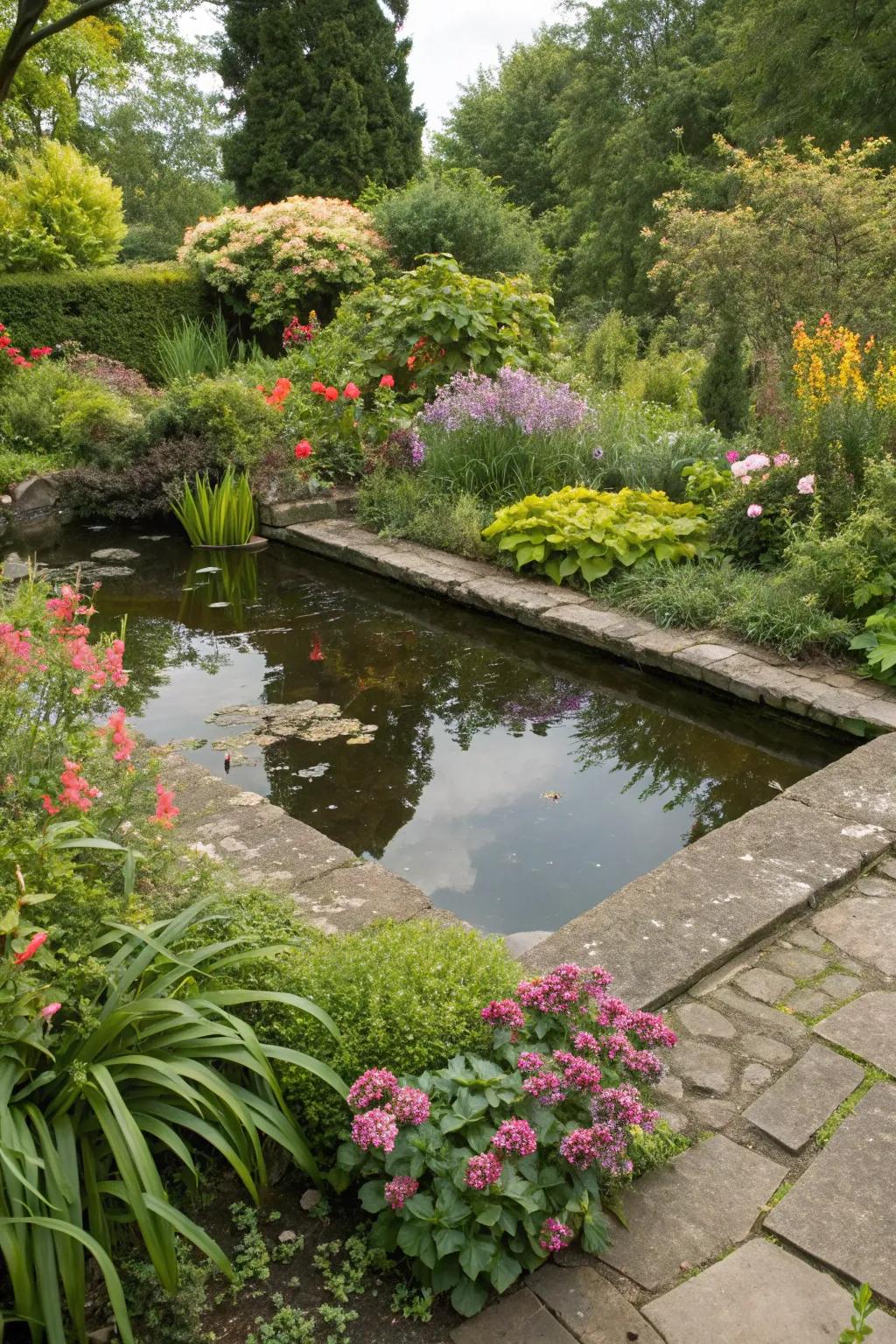 L-shaped ponds creatively utilize corner spaces in your garden.