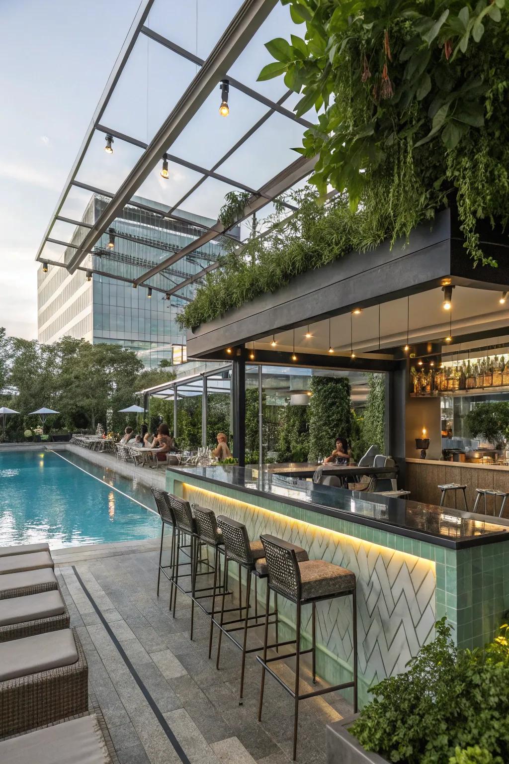 Minimalist design exudes sophistication and style for your pool bar.