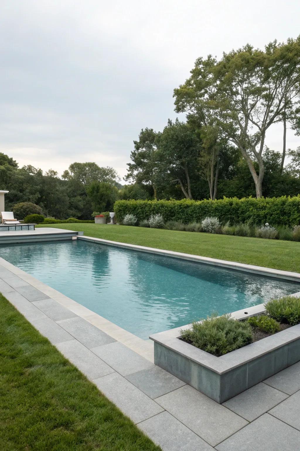 Cool gray coping brings calm sophistication to your pool.