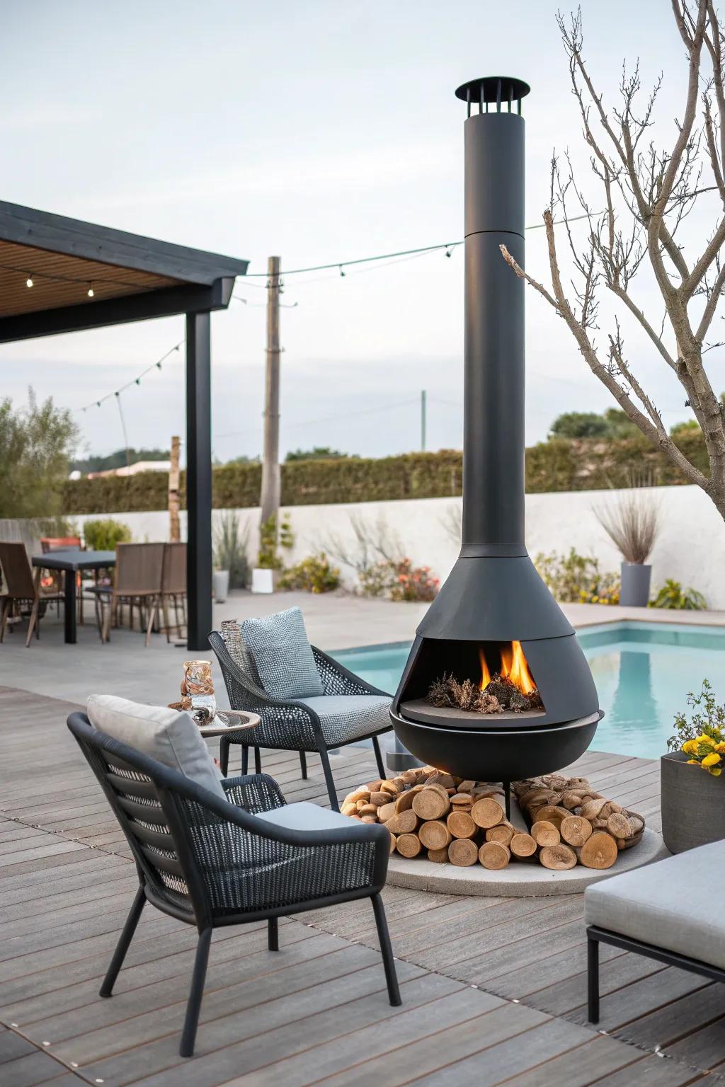 Add a touch of industrial chic with a steel fireplace.