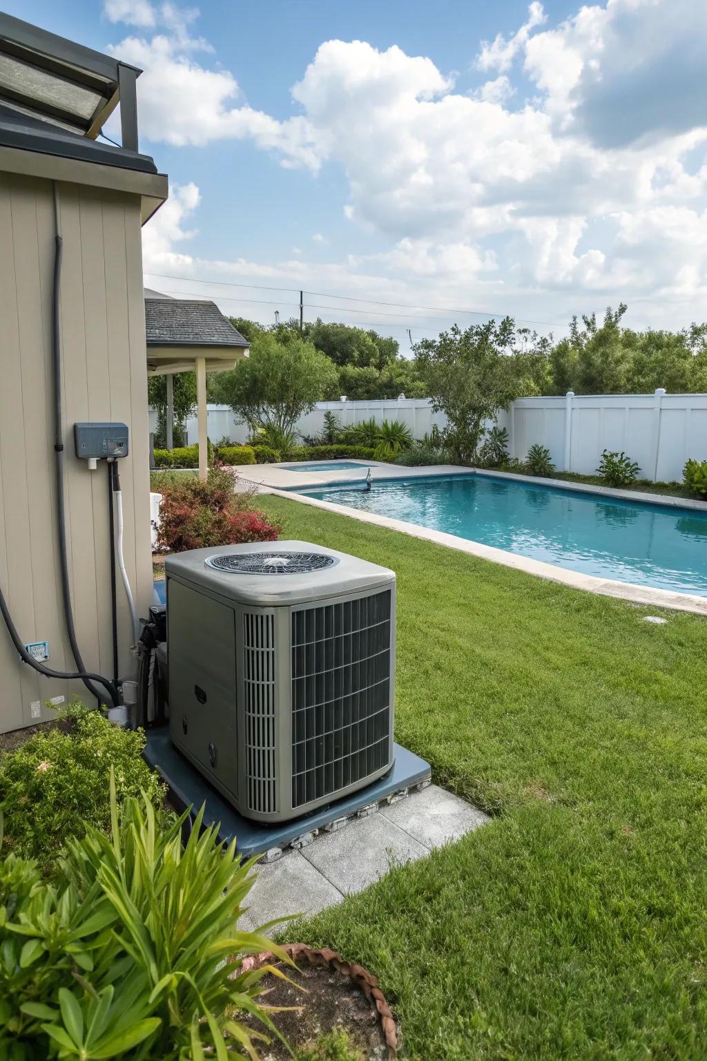 Pool heat pumps efficiently warm your pool using air temperature.
