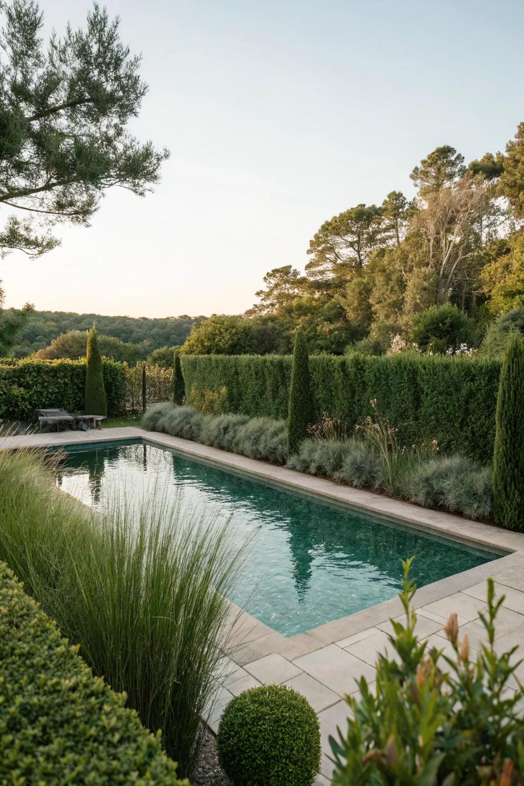 Create a private oasis with tall plants around your pool.