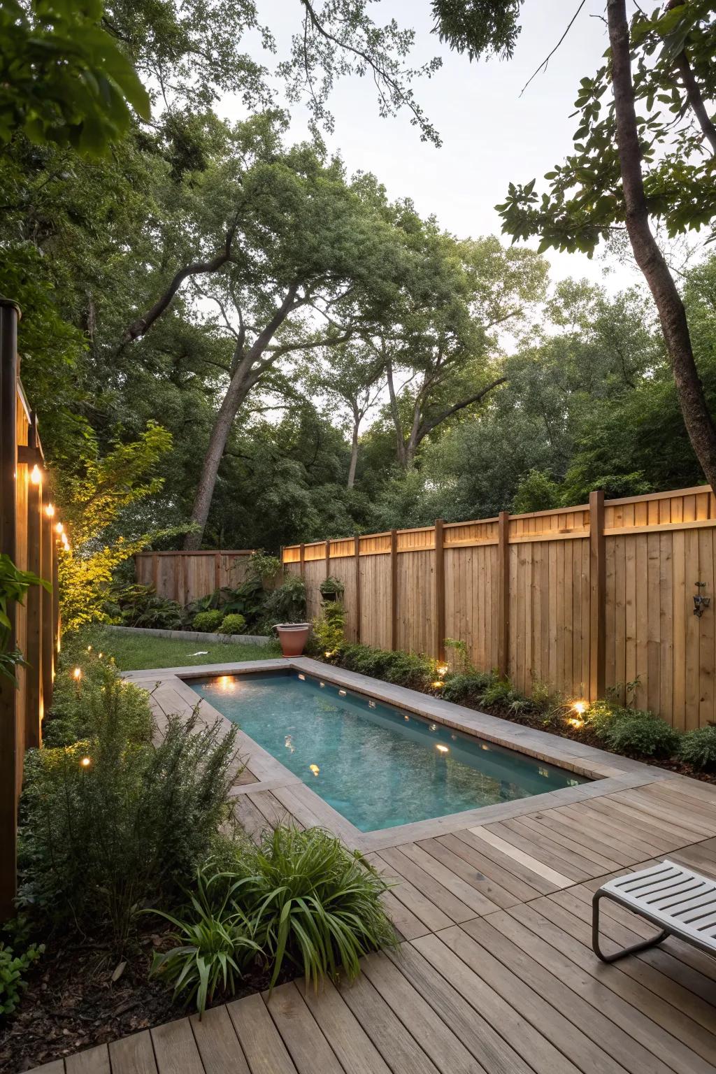 Wooden fences provide a warm, natural privacy solution.