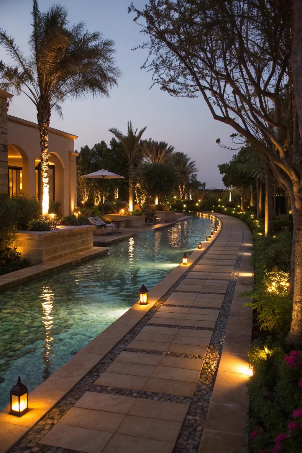 Illuminate your pool area with strategic lighting.