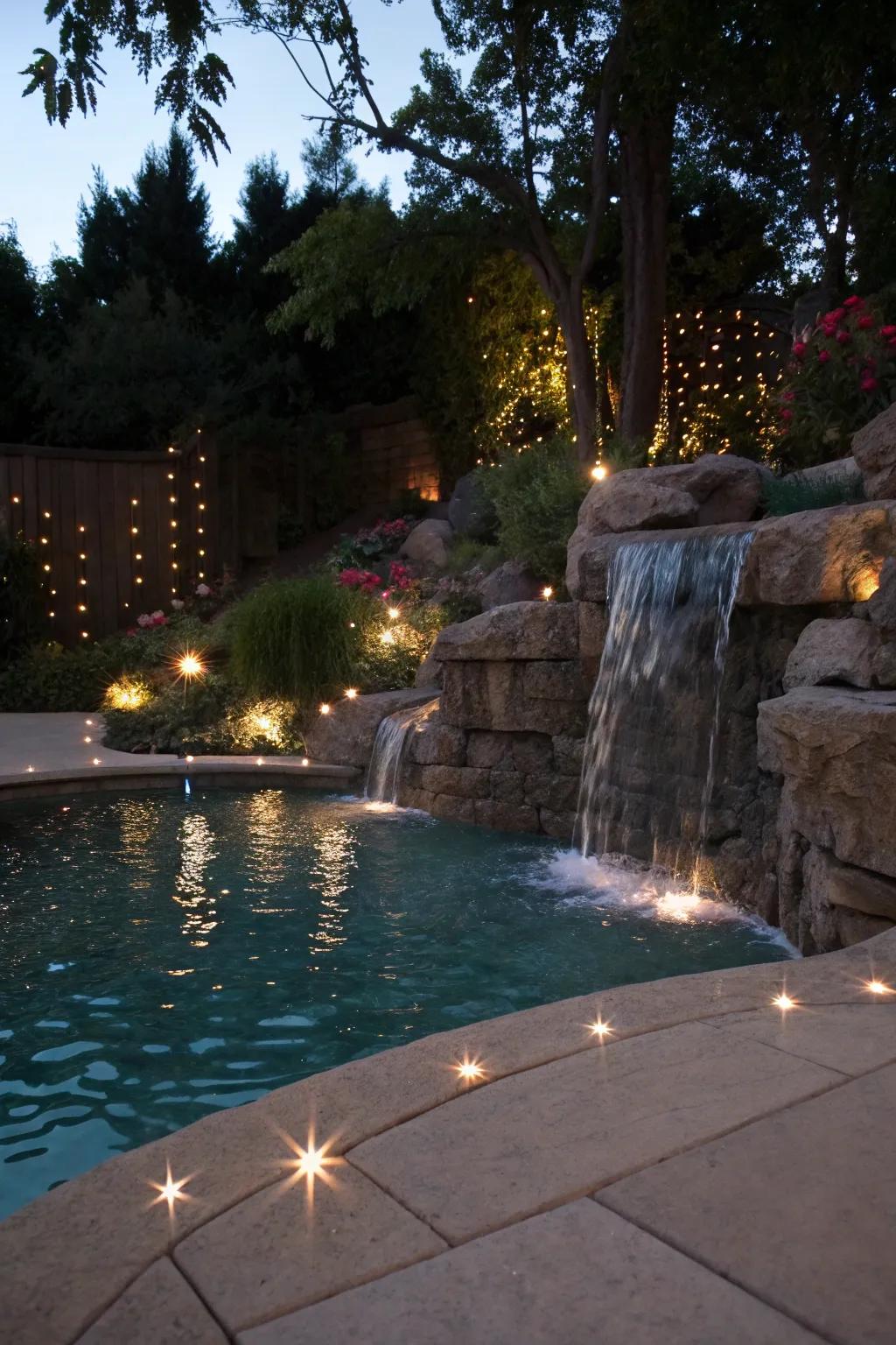 Fiber optic lights create a magical, starry atmosphere.
