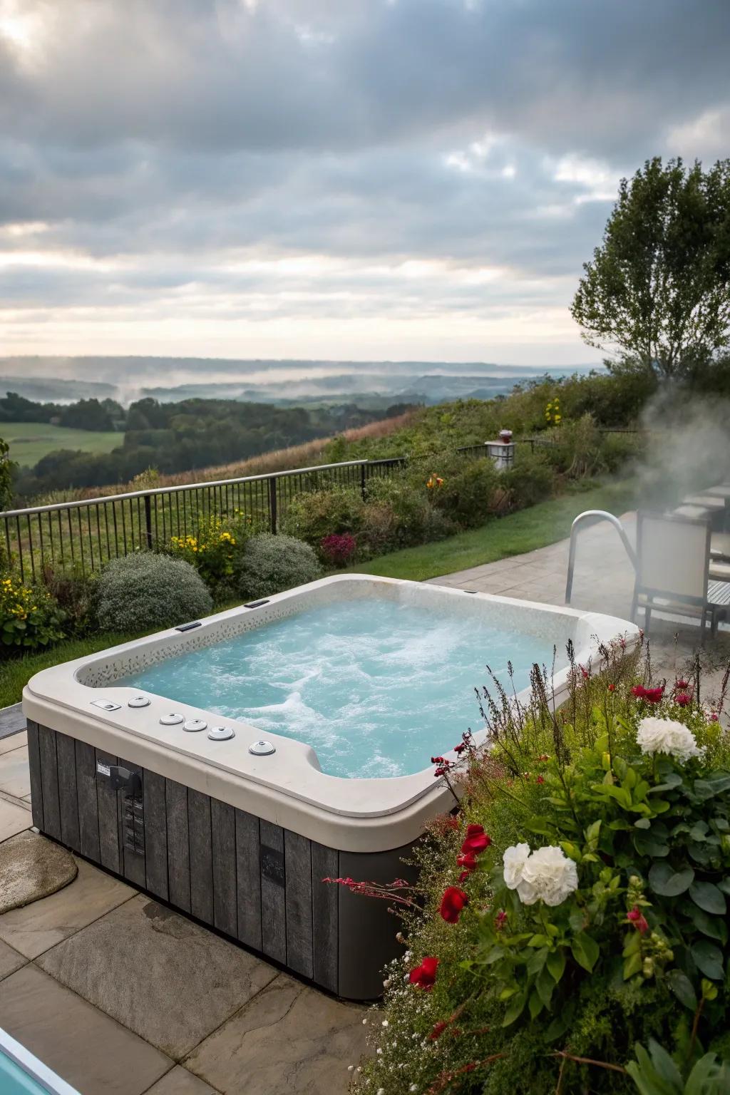 An elevated hot tub adds a touch of luxury to your poolscape.