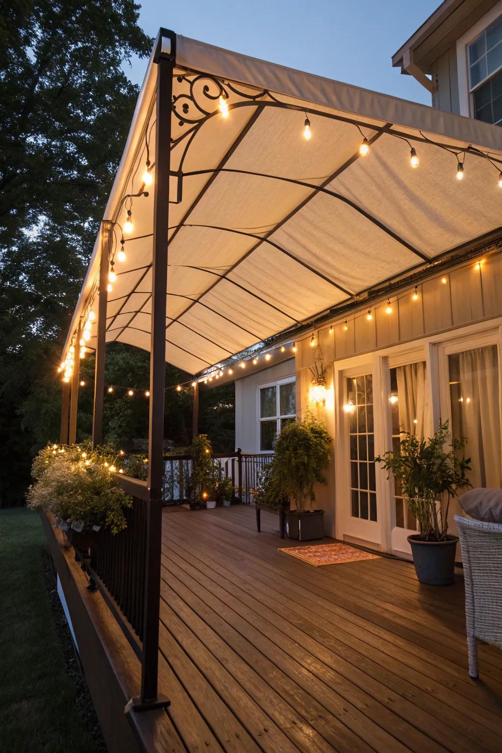 Illuminate your porch with a canopy featuring built-in lights.
