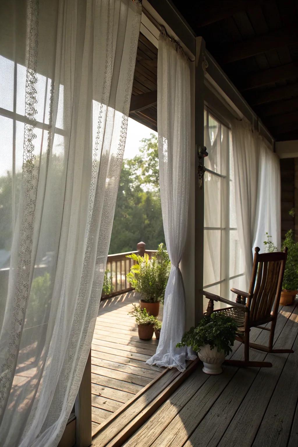 Sheer curtains adding softness and elegance.