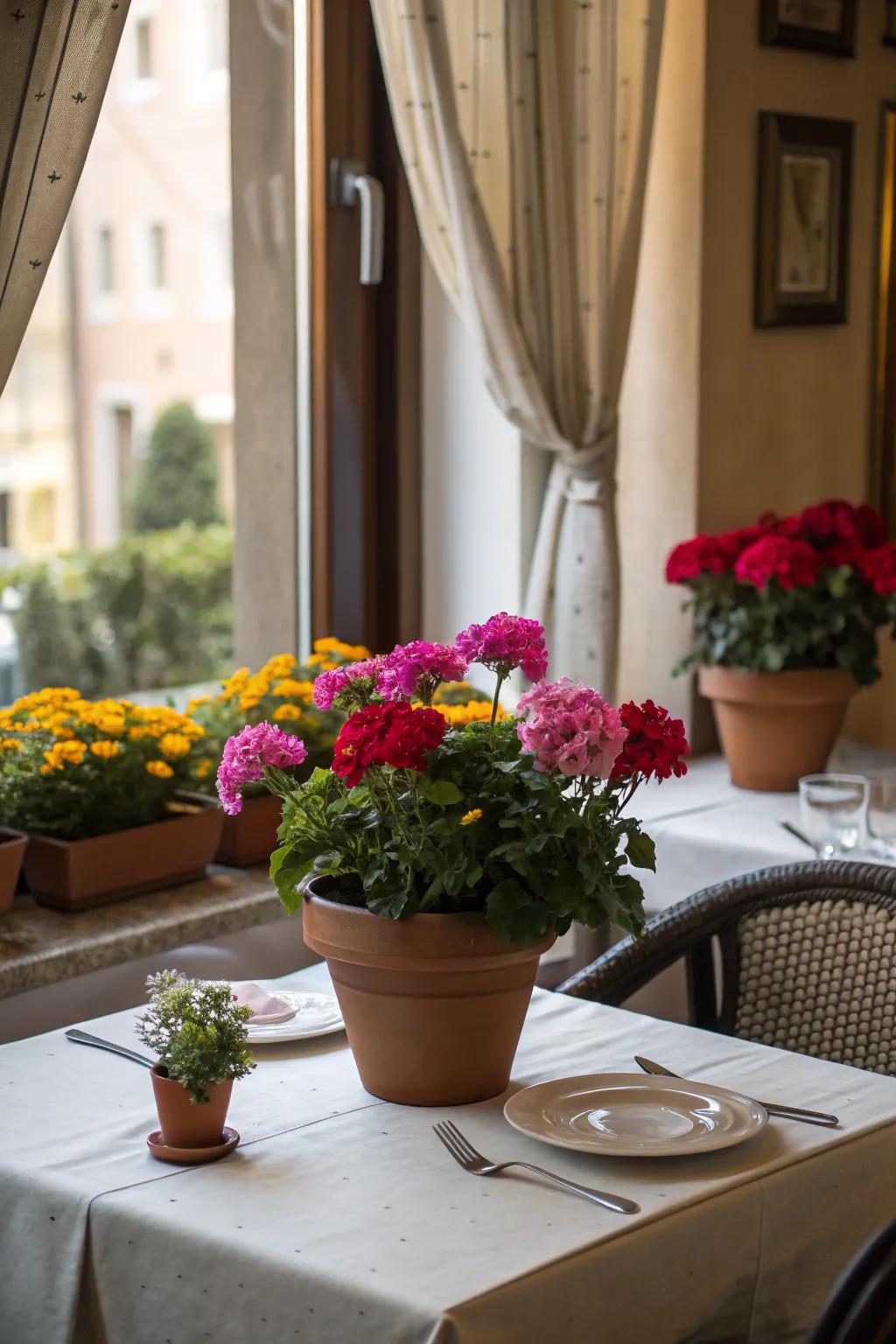 Indoor potted flowers bring life to any room.