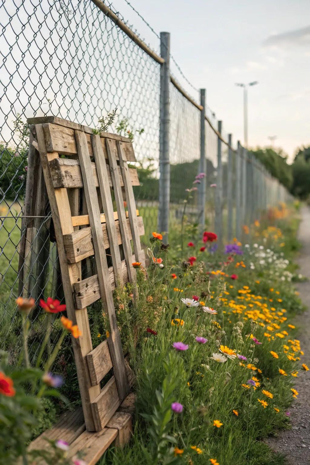 Wooden pallets offer a creative and affordable privacy solution.