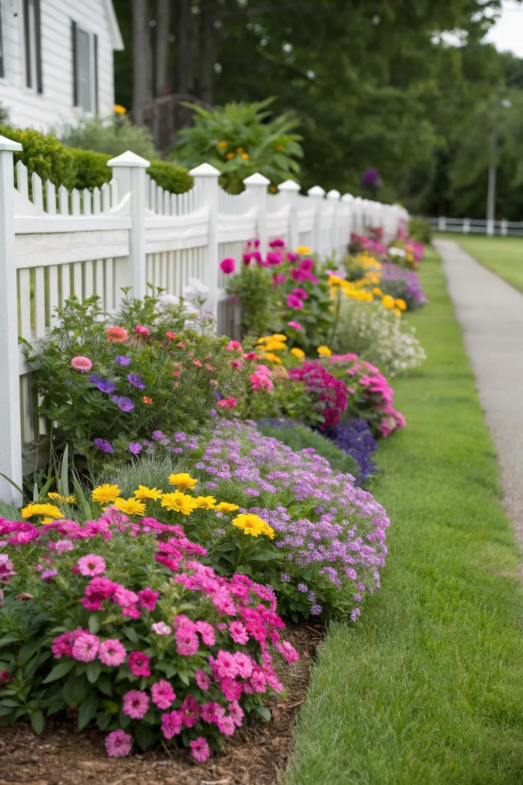 Vibrant flower beds as colorful borders.