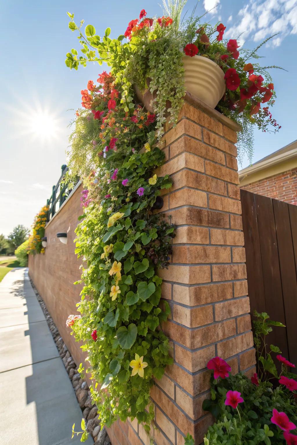 Vertical planters offering a lush, green wall effect.