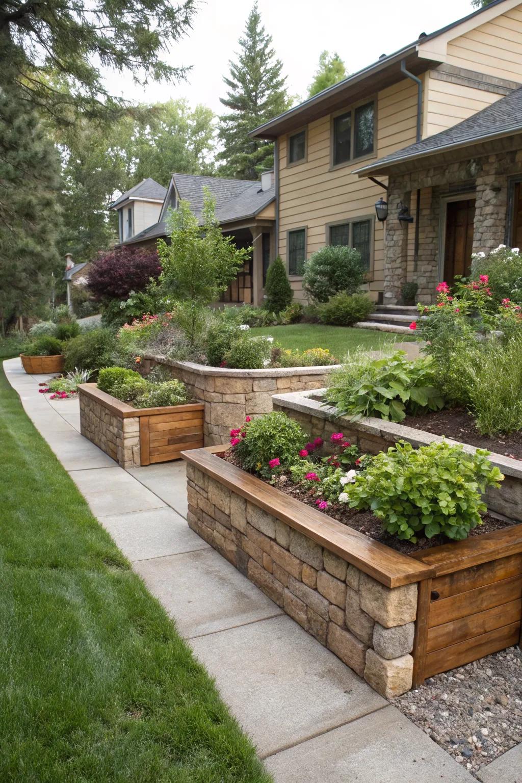 Mixing materials creates a bespoke garden design.