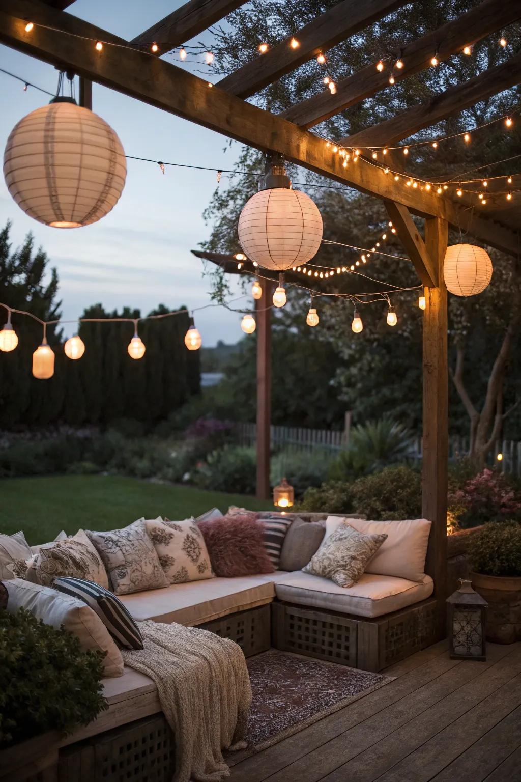 Lighting transforms your patio into a nighttime oasis.